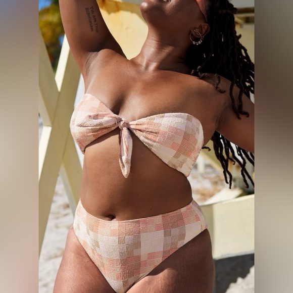 Aerie Patchwork Mid Rise Cheeky Bikini Bottom & Tie Front
Bandeau Bikini Top NWT - Picture 2 of 11